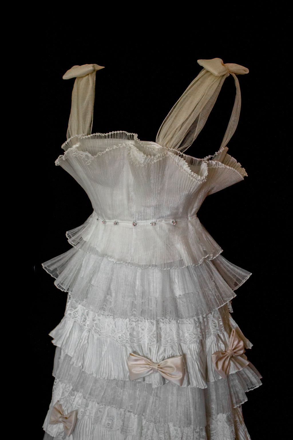 Vintage Tulle & Organza Wedding Dress | Flounced Gown - 372