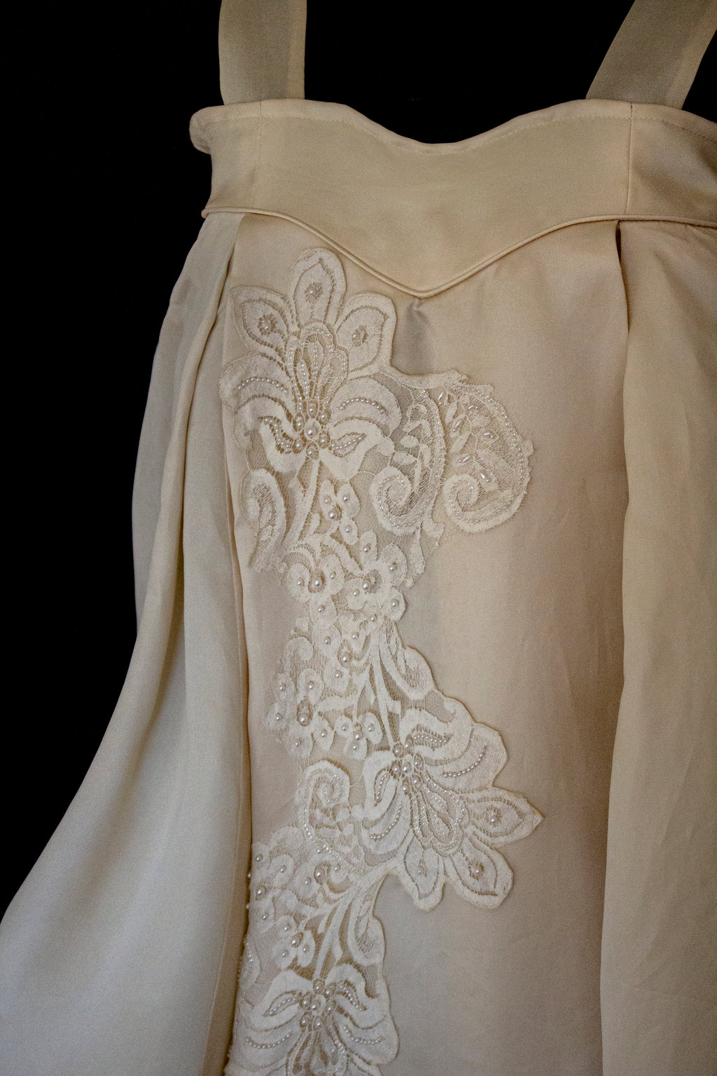 Vintage Embroidered Silk Organza Slip Wedding Dress | A-Line Gown - 378