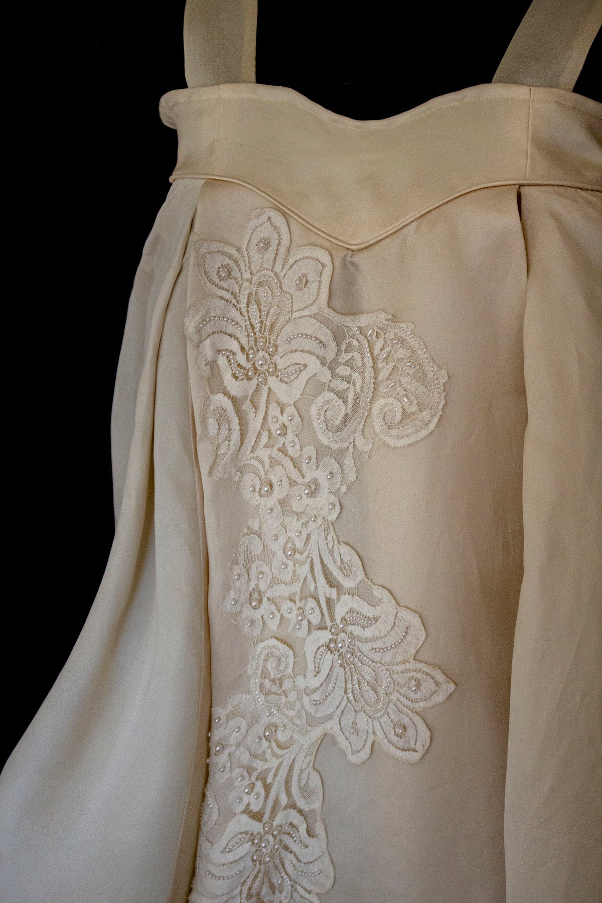 Vintage Embroidered Silk Organza Slip Wedding Dress | A-Line Gown - 378