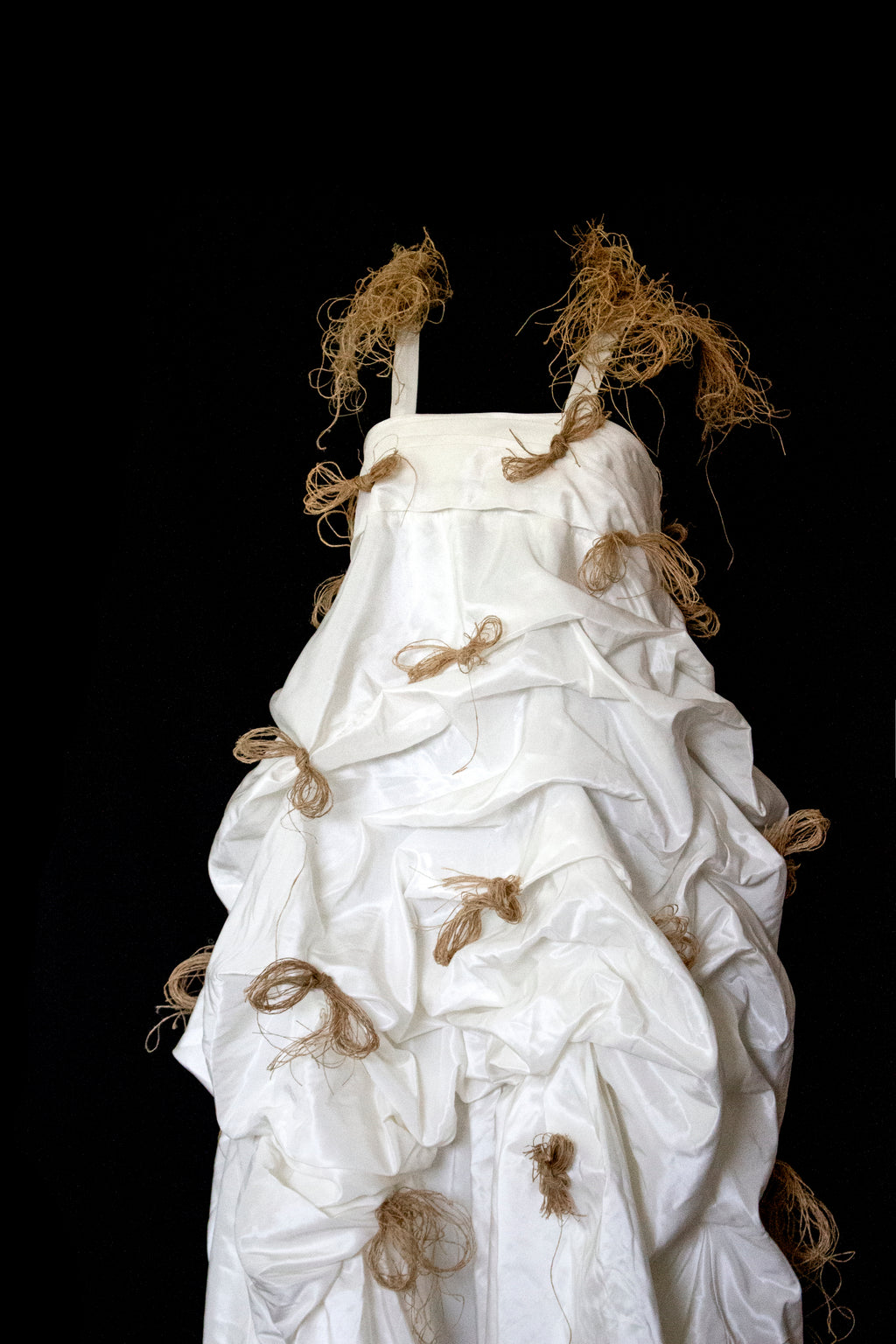 Vintage Ivory Taffeta Wedding Dress | Hemp Bows Gown - 374