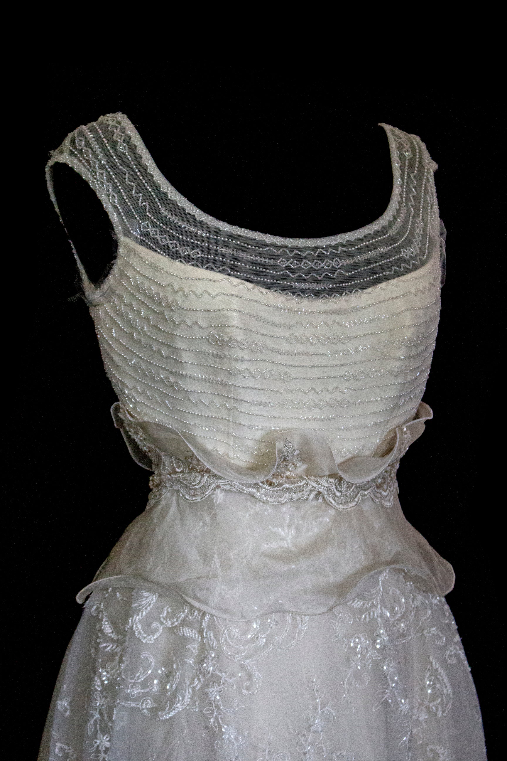 Vintage 90s A-Line Wedding Dress | Embroidered Silk Organza Bridal Gown - 367