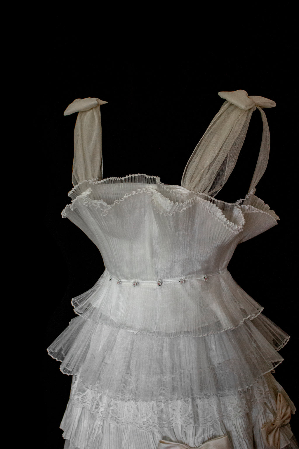 Vintage Tulle & Organza Wedding Dress | Flounced Gown - 372