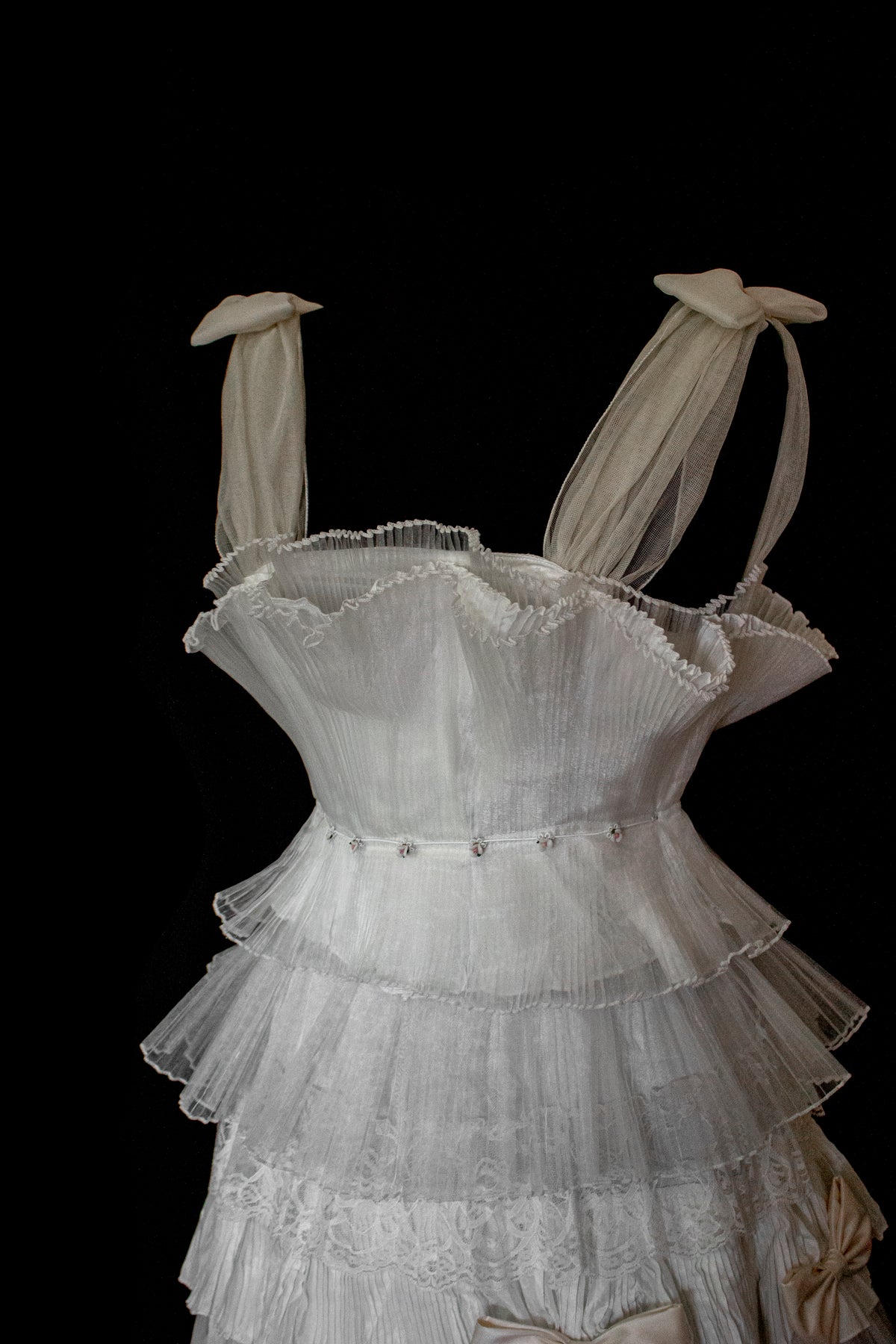 Vintage Tulle & Organza Wedding Dress | Flounced Gown - 372