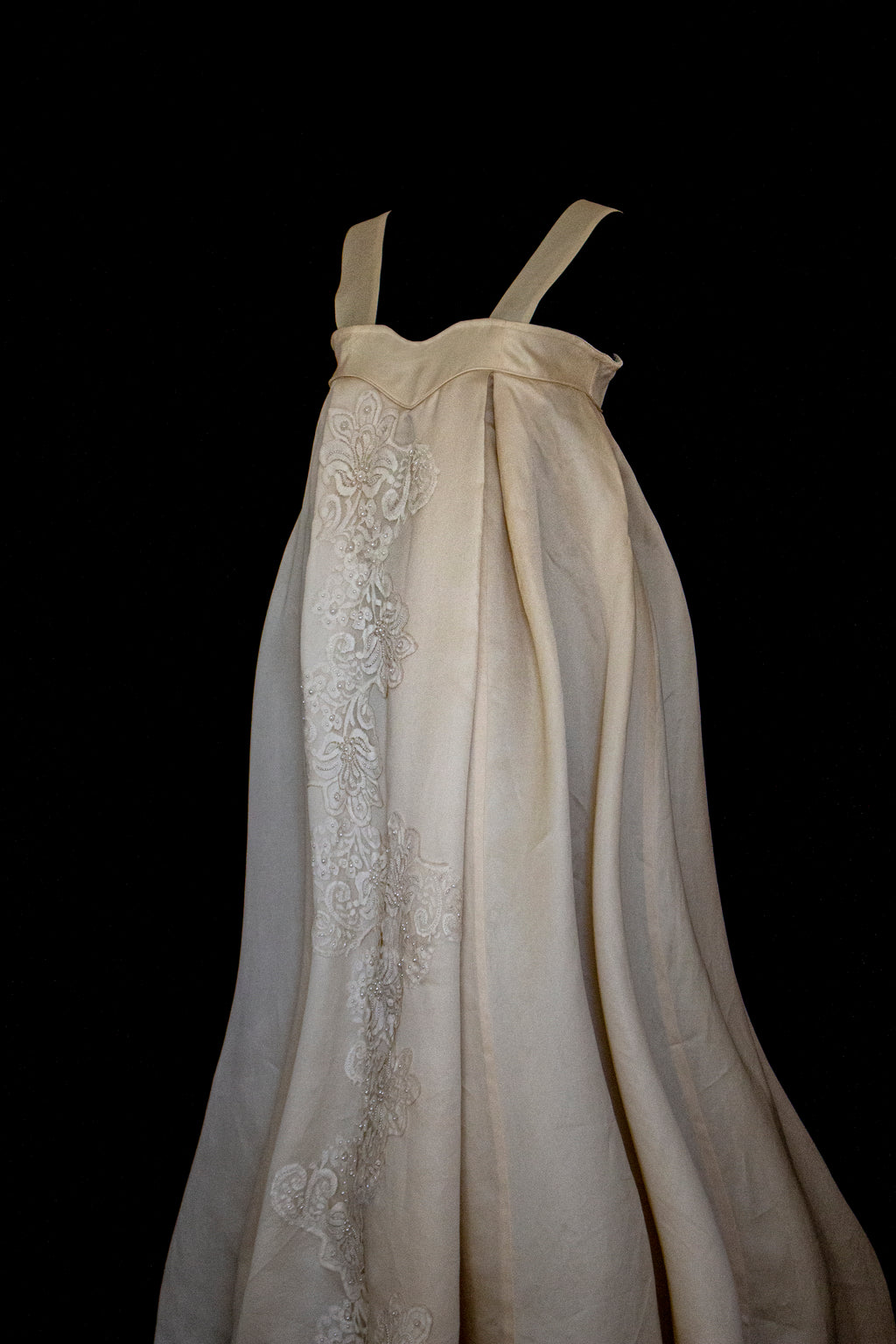Vintage Embroidered Silk Organza Slip Wedding Dress | A-Line Gown - 378