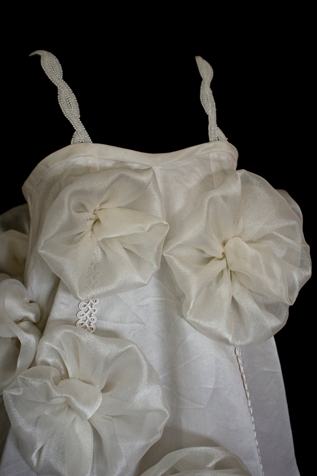 Vintage Silk Organza Wedding Dress | 3D Floral Gown - 373