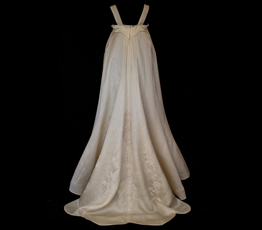 Vintage Embroidered Silk Organza Slip Wedding Dress | A-Line Gown - 378