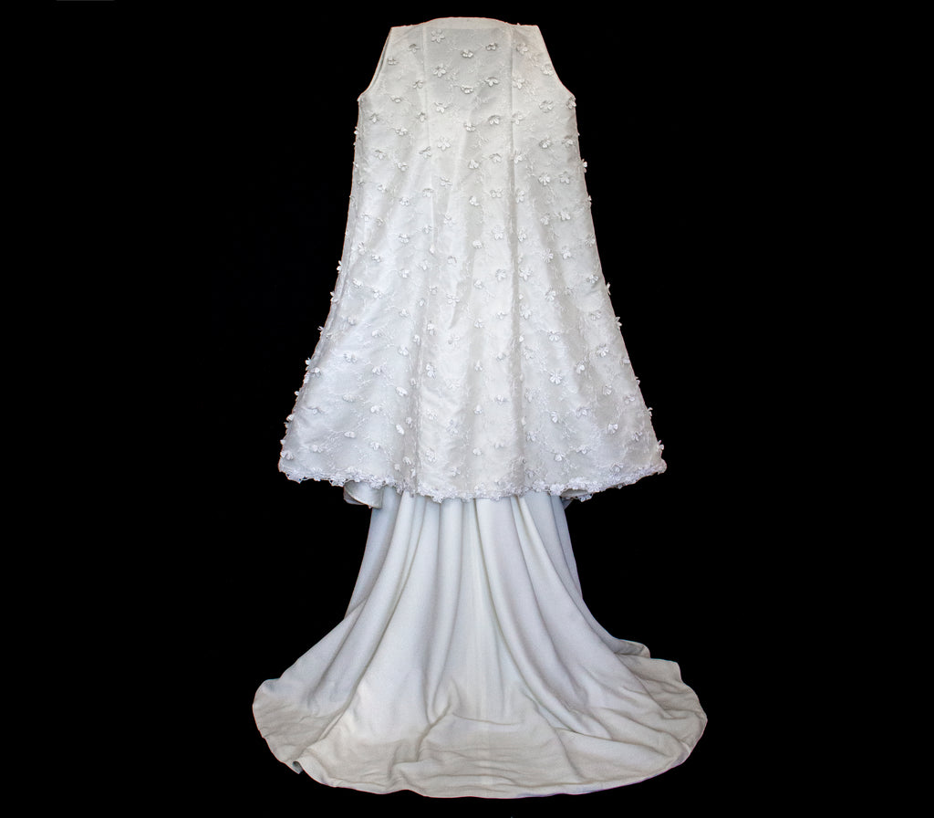 293 - UNIQUE UPCYCLED 3-PIECE BRIDAL SET: 3D FLORAL TOP, MIKADO SKIRT & BRIDAL VEST