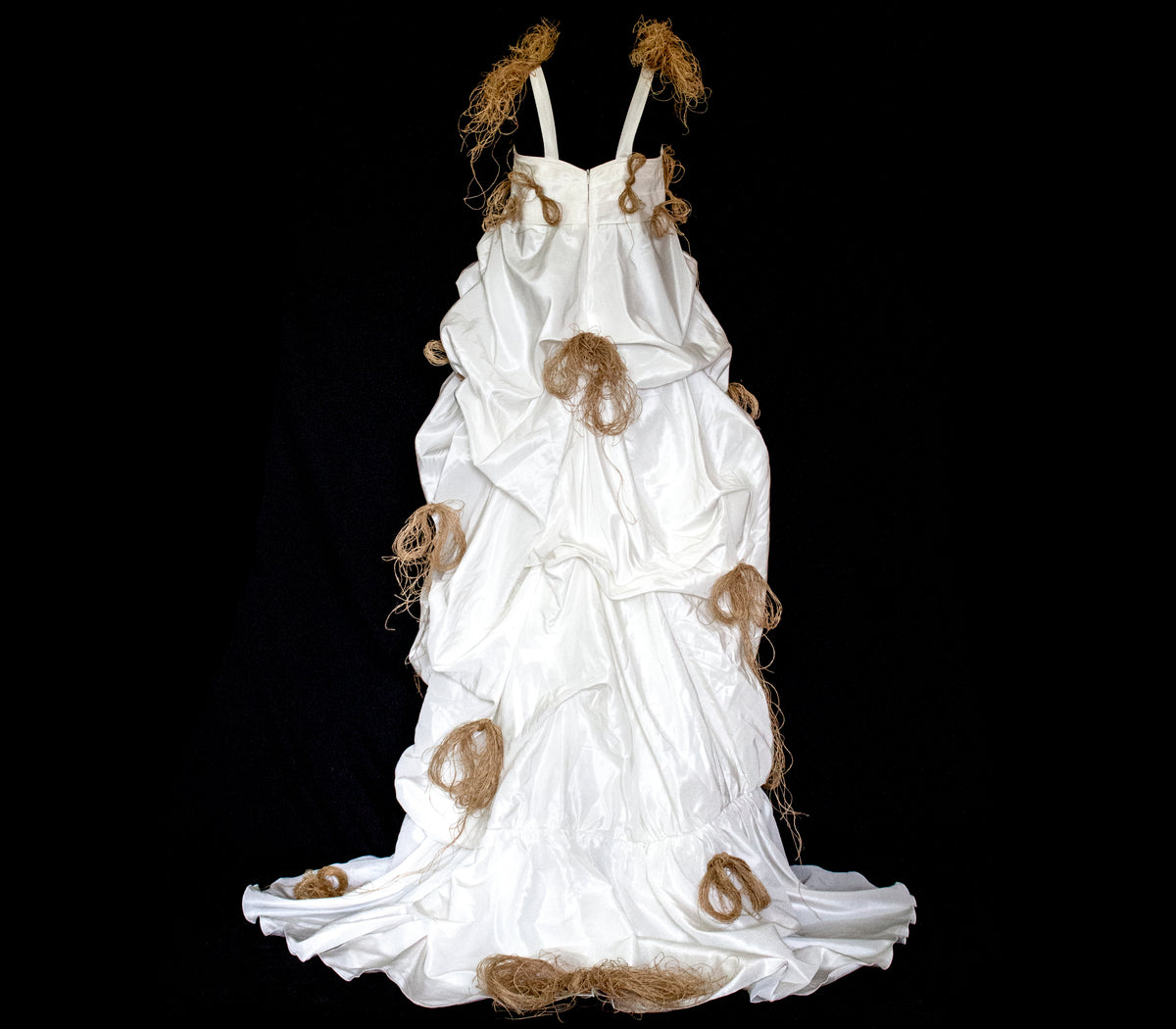 Vintage Ivory Taffeta Wedding Dress | Hemp Bows Gown - 374
