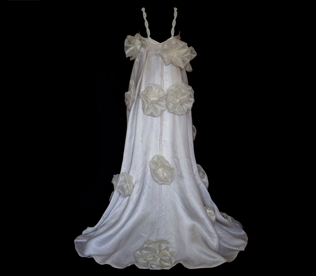 Vintage Silk Organza Wedding Dress | 3D Floral Gown - 373