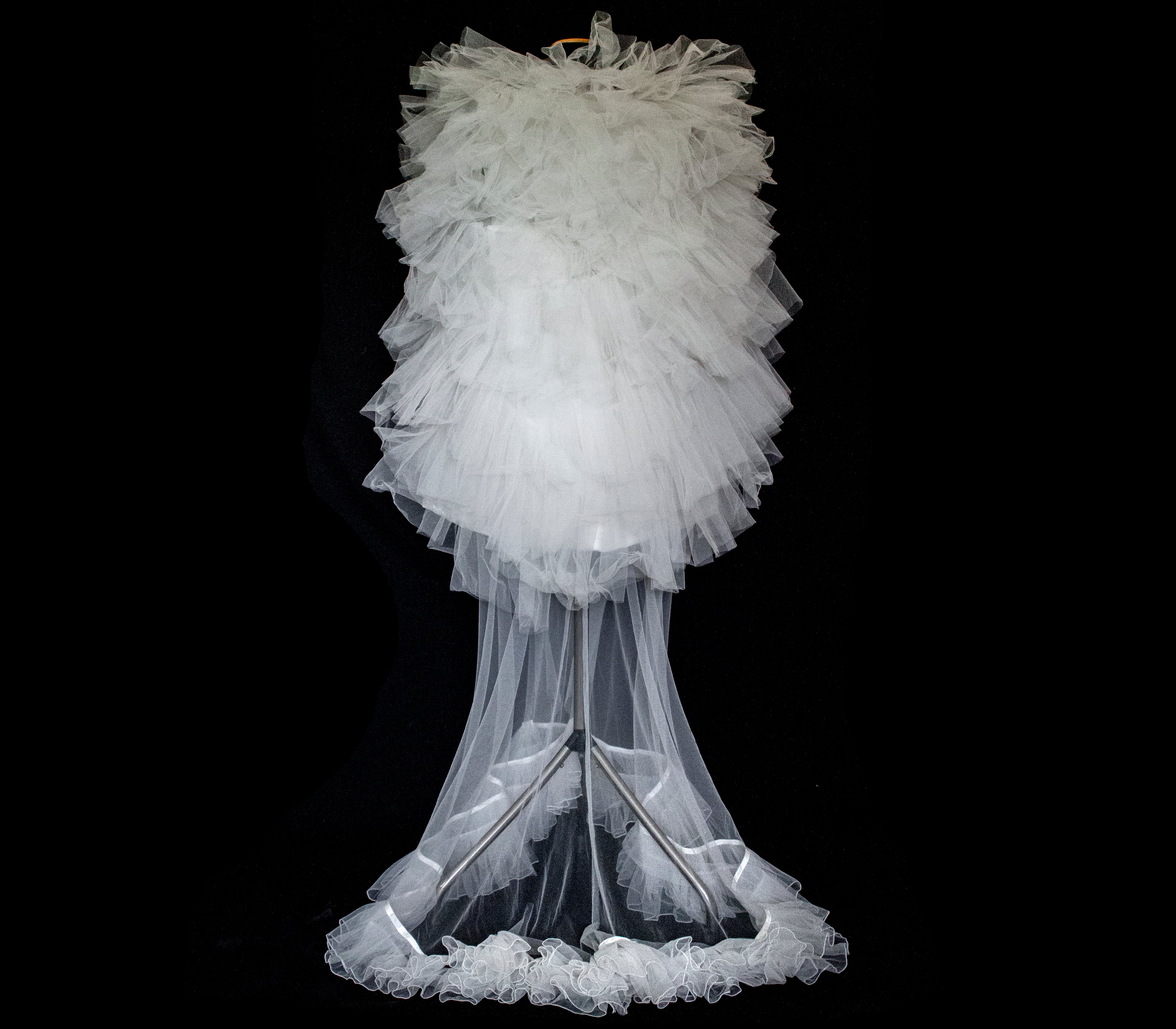 Vintage 90s Mini Wedding Dress | Damask Bridal Dress with Cape & Bow - 368
