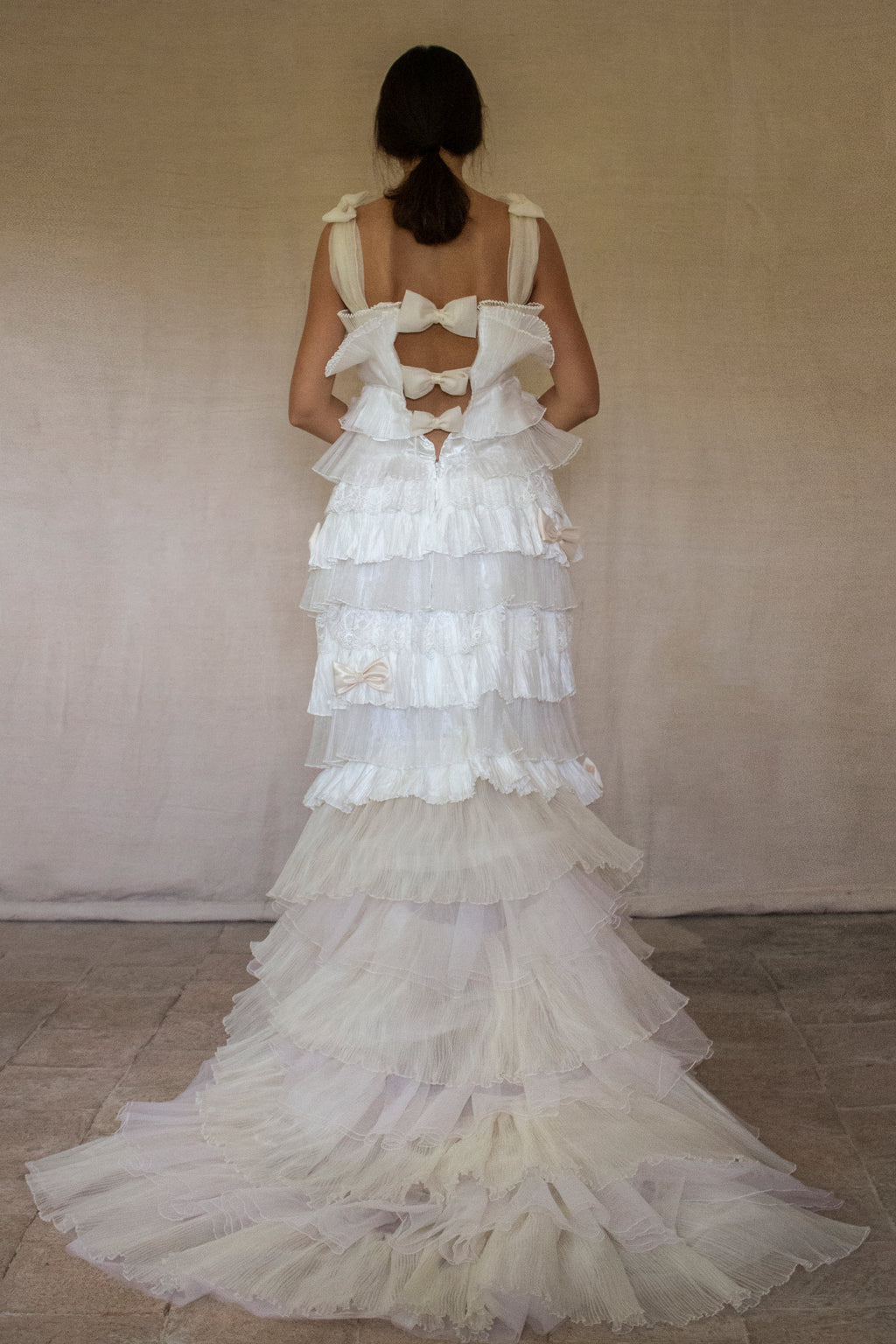 Vintage Tulle & Organza Wedding Dress | Flounced Gown - 372