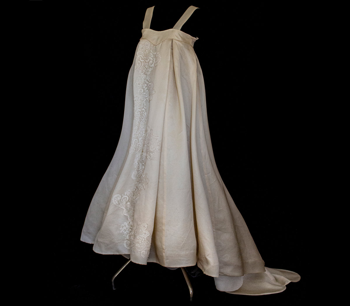 Vintage Embroidered Silk Organza Slip Wedding Dress | A-Line Gown - 378
