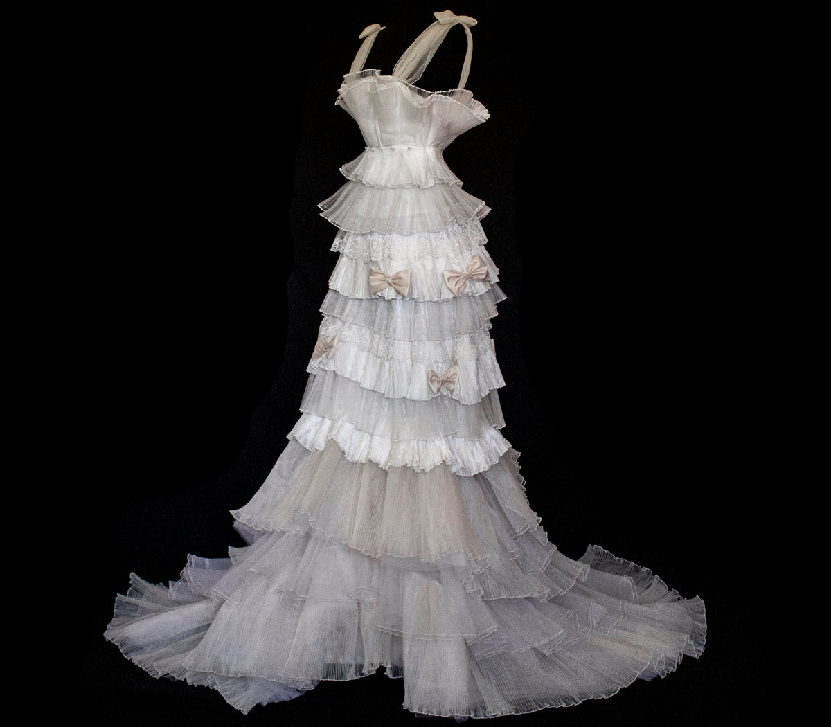 Vintage Tulle & Organza Wedding Dress | Flounced Gown - 372