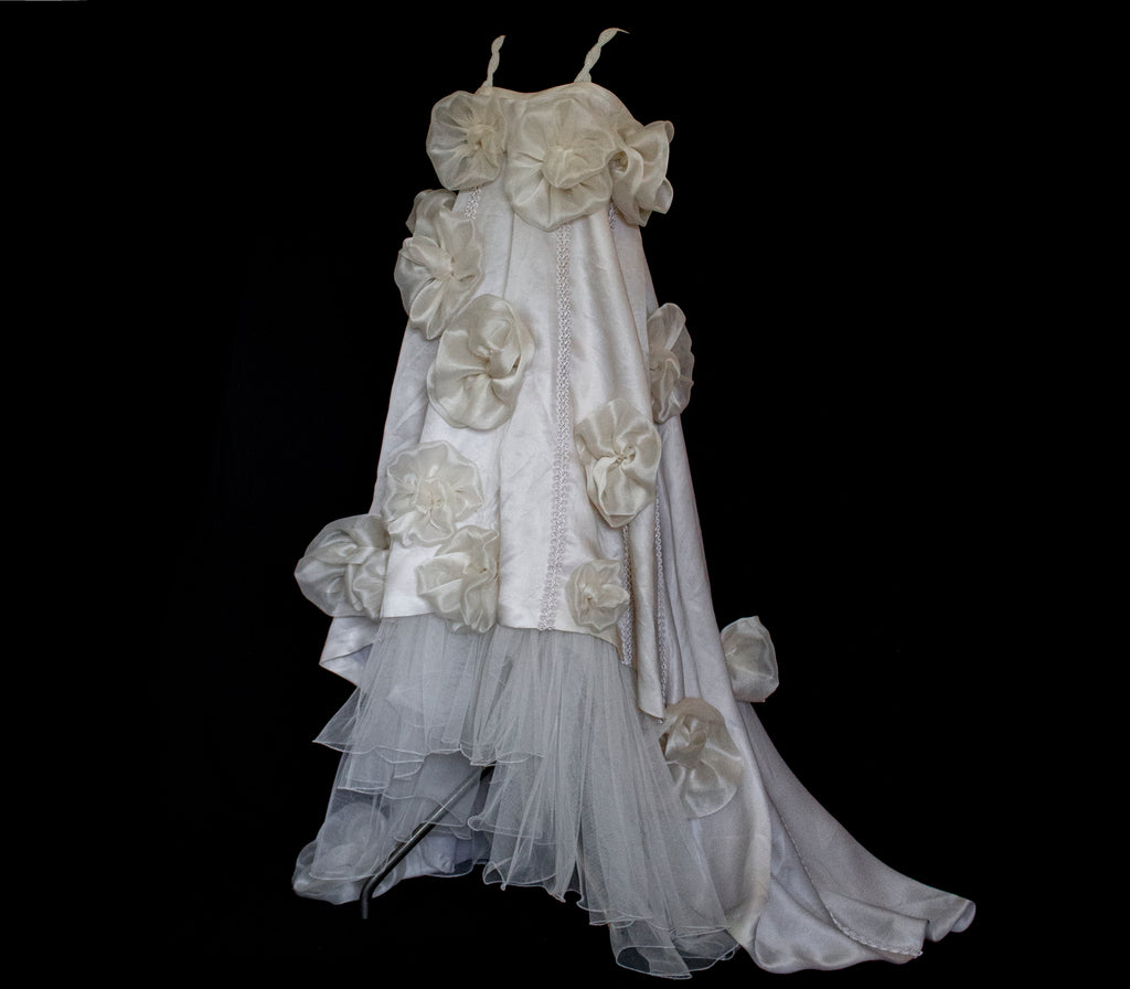 Vintage Silk Organza Wedding Dress | 3D Floral Gown - 373