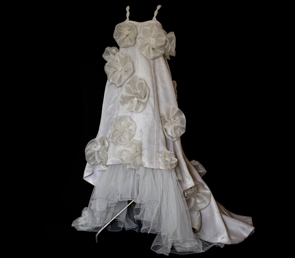 Vintage Silk Organza Wedding Dress | 3D Floral Gown - 373