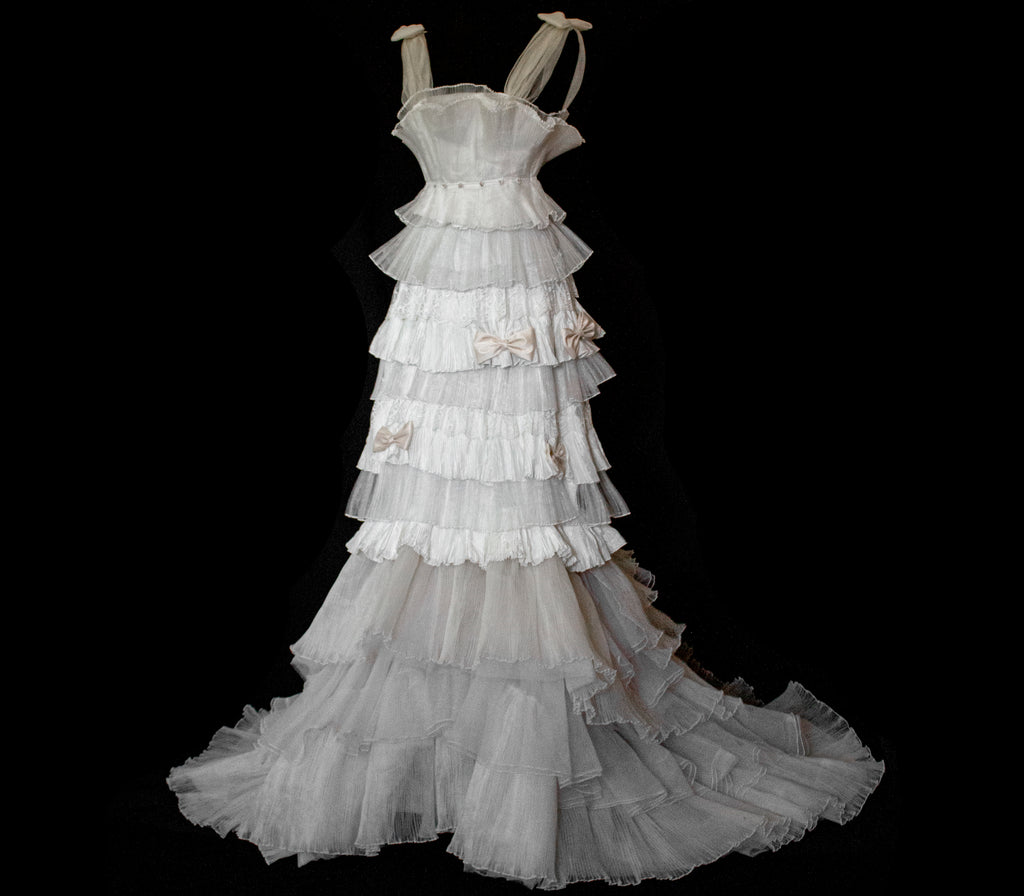 Vintage Tulle & Organza Wedding Dress | Flounced Gown - 372