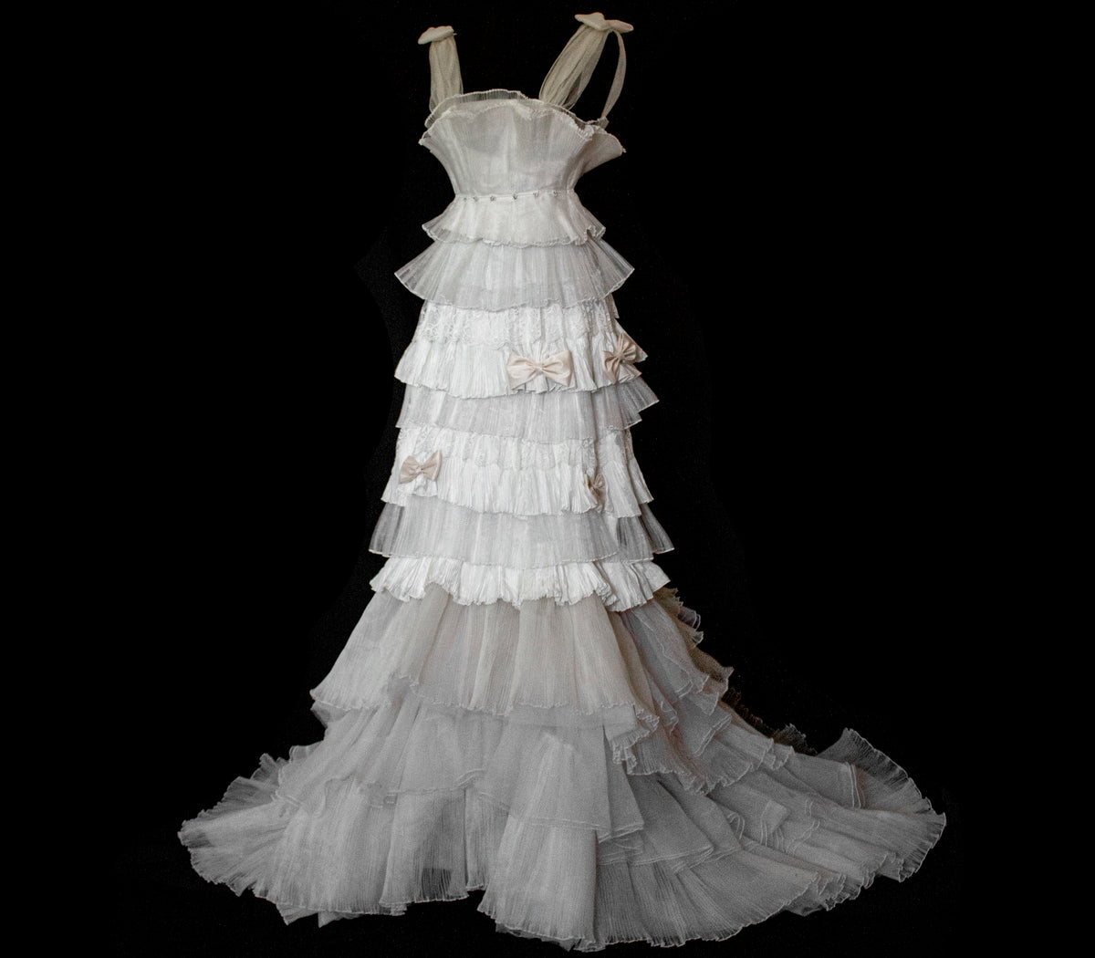 Vintage Tulle & Organza Wedding Dress | Flounced Gown - 372
