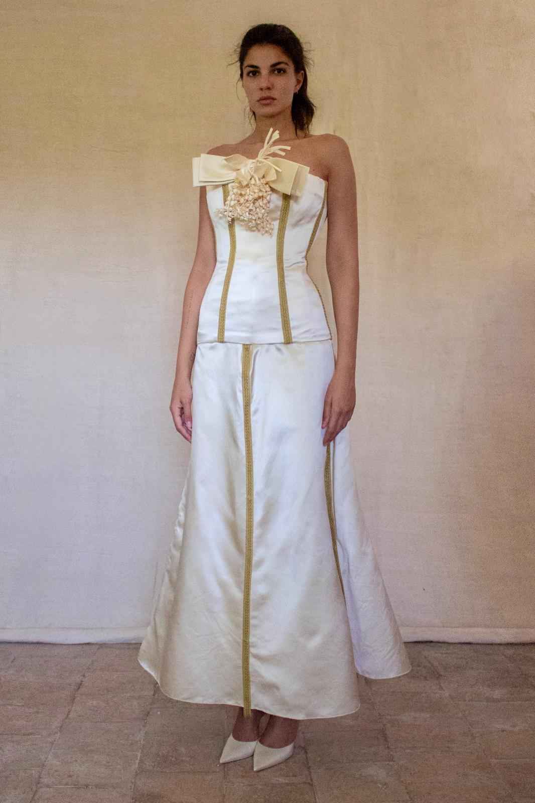 Vintage Silk Satin Two-Piece Set | Corset & Skirt - 370