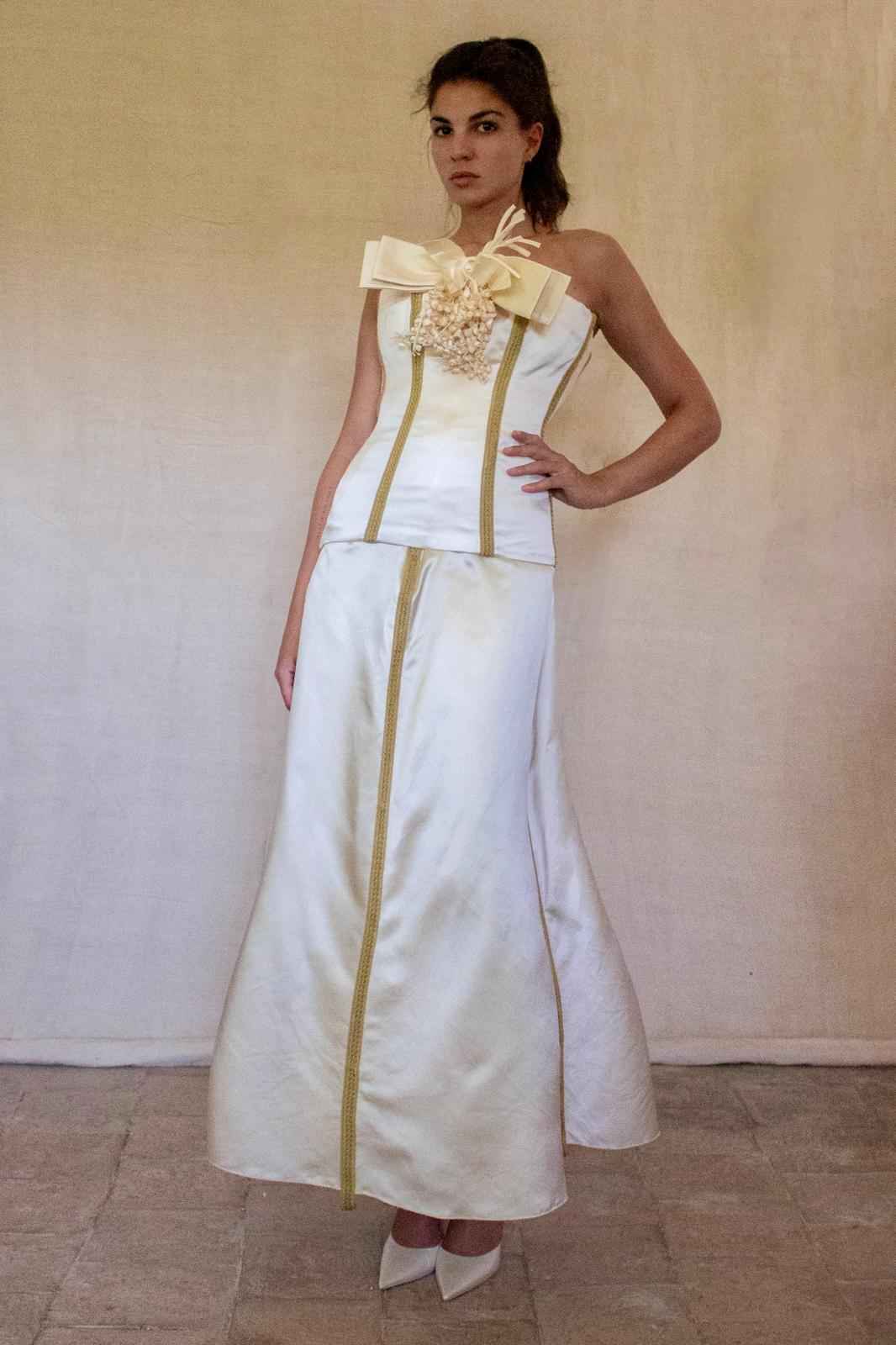 Vintage Silk Satin Two-Piece Set | Corset & Skirt - 370